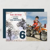 モーターバイクダートバイクフォト誕生日招待状 招待状 (正面/裏面)