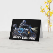 モーターバイクナイトバイクもしくは自転車に乗る人誕生日カード カード (黄色い花)