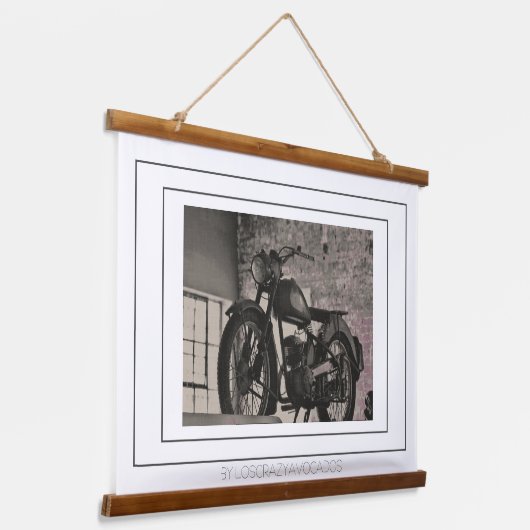 モーターバイクバイクもしくは自転車に乗る人ライダーバイク 吊り下げ型タペストリー (傾斜あり)