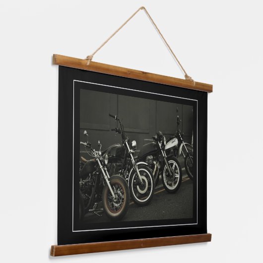 モーターバイクバイクバイクもしくは自転車に乗る人ライダーバイク 吊り下げ型タペストリー (傾斜あり)