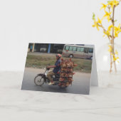 モーターバイクベトナムの鶏 カード (黄色い花)