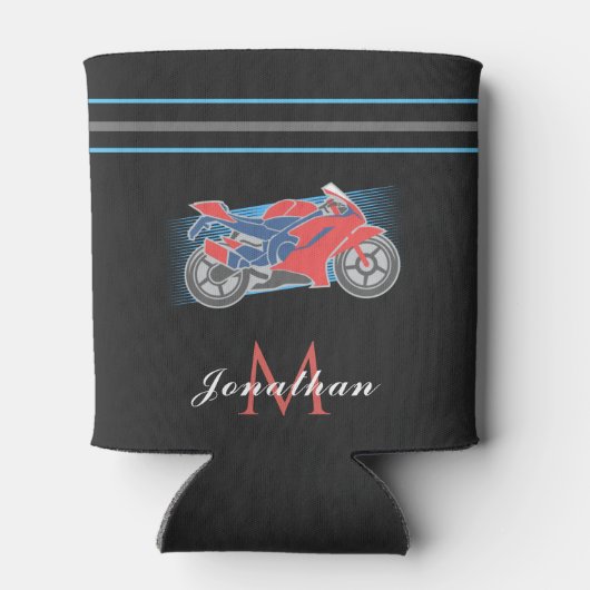 モーターバイクレーシングバイクイニシャル&ネームスポーツ 缶クーラー (裏面)