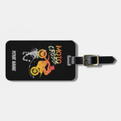 モーターバイク用モトクロスバイクもしくは自転車に乗る人及びモーターサイクルヴィンタ ラゲッジタグ (正面横)