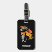 モーターバイク用モトクロスバイクもしくは自転車に乗る人及びモーターサイクルヴィンタ ラゲッジタグ (正面縦)