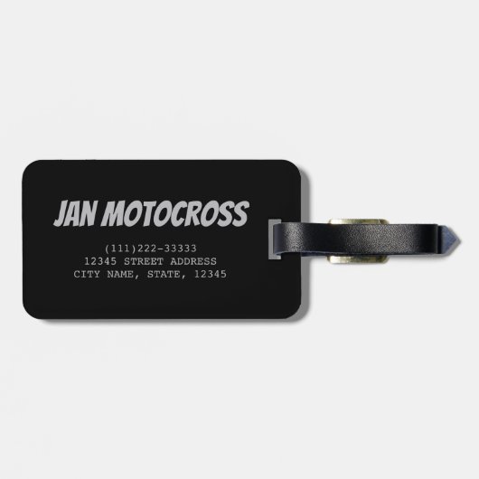 モーターバイク用モトクロスバイクもしくは自転車に乗る人及びモーターサイクルヴィンタ ラゲッジタグ (裏面横)