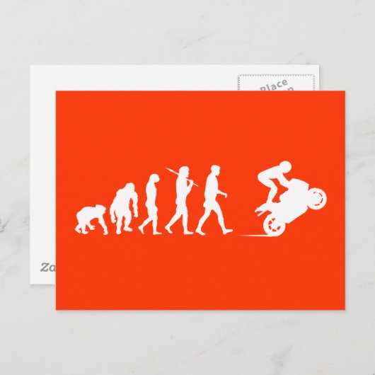 モーターバイクMoto GPバイクもしくは自転車に乗る人進化 ポストカード (正面/裏面)