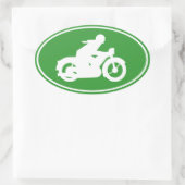 モータービーカーのシルエット記号 楕円形シール (バッグ)