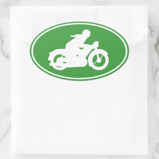 モータービーカーのシルエット記号 楕円形シール (バッグ)