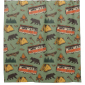 モーターホームキャンプアドベンチャパターン シャワーカーテン (正面)