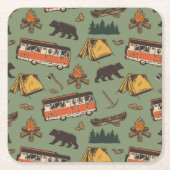 モーターホームキャンプアドベンチャパターン スクエアペーパーコースター (正面)