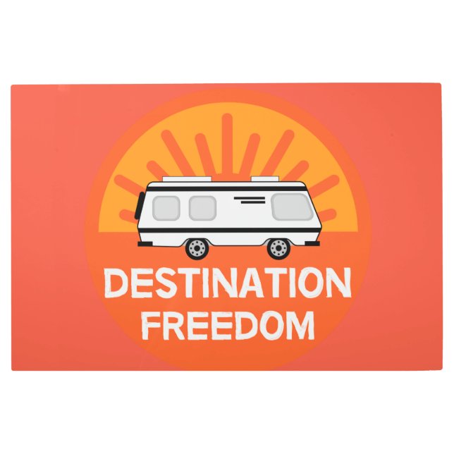 モーターホームキャンプ |キャンピングモーターホーム | RVマグ メタルプリント (正面)