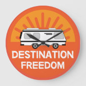 モーターホームキャンプ |キャンピングモーターホーム | RVマグ ラージ壁時計 (正面)