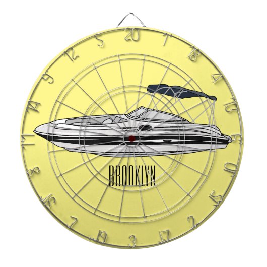 モーターボートの漫画イラスト ダーツボード (正面)