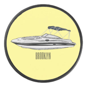 モーターボート漫画イラストレーション アイスホッケーパック