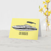モーターボート漫画イラストレーション カード (黄色い花)