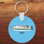 モーターボート漫画イラストレーション キーホルダー (正面)