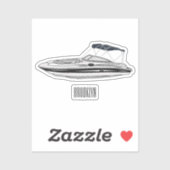 モーターボート漫画イラストレーション シール (シート)