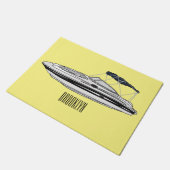 モーターボート漫画イラストレーション ドアマット (アングル)