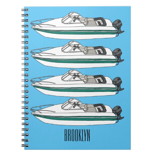 モーターボート漫画イラストレーション ノートブック (正面)