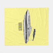 モーターボート漫画イラストレーション フリースブランケット (正面(横))