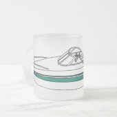 モーターボート漫画イラストレーション フロストグラスマグカップ (正面左)