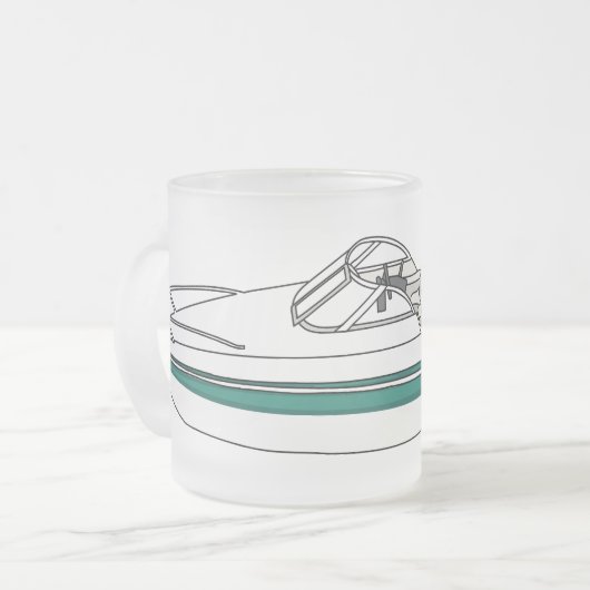 モーターボート漫画イラストレーション フロストグラスマグカップ (正面左)