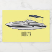 モーターボート漫画イラストレーション フードラベル (シングルラベル)