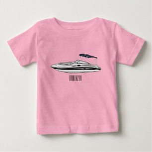 モーターボート漫画イラストレーション ベビーTシャツ