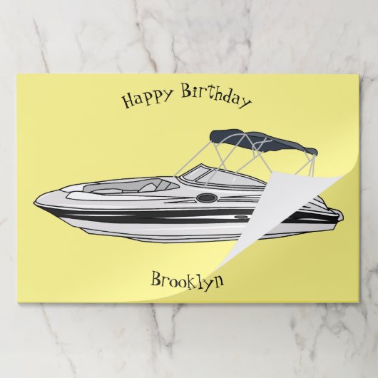 モーターボート漫画イラストレーション ペーパーパッド (折り畳み)