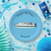 モーターボート漫画イラストレーション ペーパープレート (パーティー)
