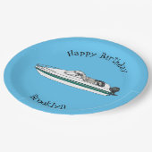 モーターボート漫画イラストレーション ペーパープレート (アングル)