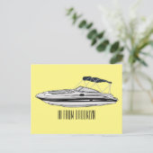 モーターボート漫画イラストレーション ポストカード (スタンド正面)