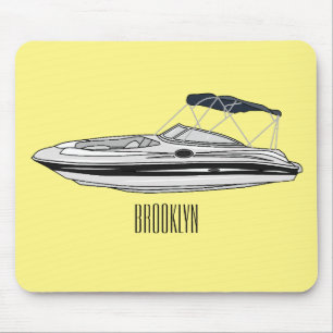 モーターボート漫画イラストレーション マウスパッド