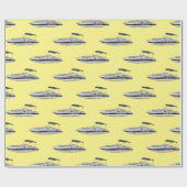 モーターボート漫画イラストレーション ラッピングペーパー (フラット)