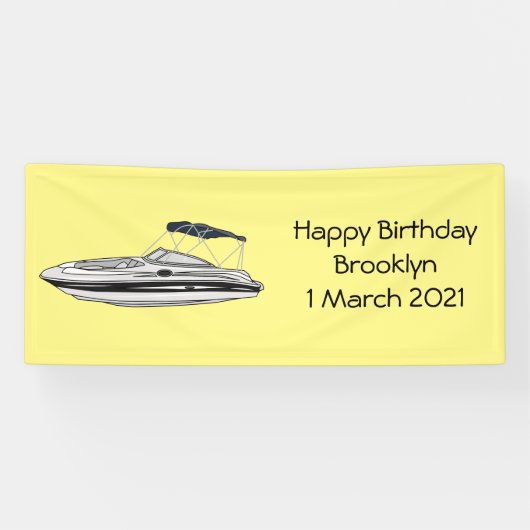 モーターボート漫画イラストレーション 横断幕 (横)