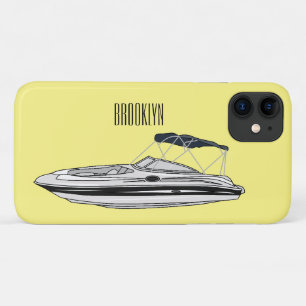 モーターボート漫画イラストレーション iPhone 11 ケース
