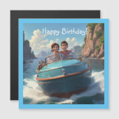 モーターボート磁気誕生日カード (正面/裏面)