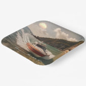 モーターボート誕生日 ペーパープレート (傾斜あり)