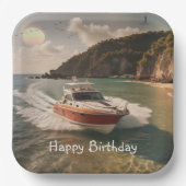 モーターボート誕生日 ペーパープレート (正面)