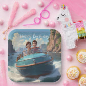 モーターボート誕生日 ペーパープレート (パーティー)