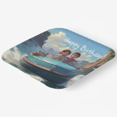 モーターボート誕生日 ペーパープレート (傾斜あり)