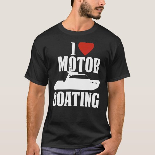 モーターボートI愛モーターボートBoatingボート Tシャツ (正面)