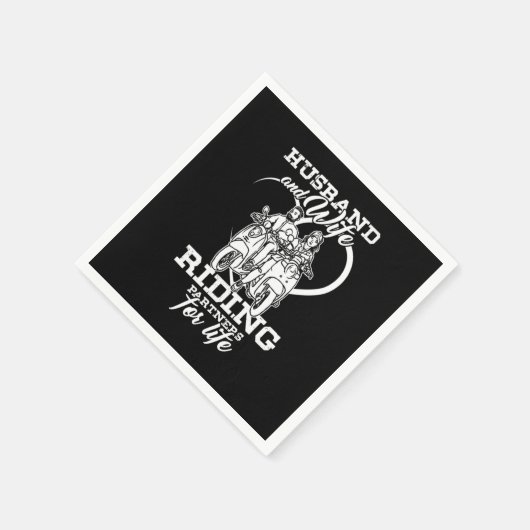モーターリストカップル愛好家オートバイ夫と妻 スタンダードカクテルナプキン (角)