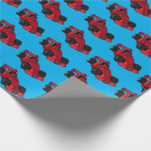 モーターレースおもしろいレッドスポーツカーレースのファン ラッピングペーパー (角)