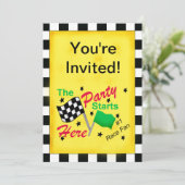 モーターレース ブラック＆ホワイト チェッカーフラグ 招待状 (スタンド正面)