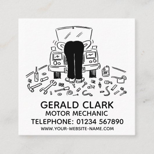 モーター整備士 スクエア名刺 (正面)