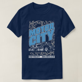 モーター都市デトロイトミシガン州クラシックな車米国のティー Tシャツ