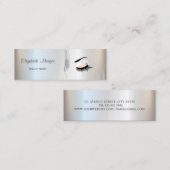 モーダーエレガント、シルバーのブラシのストローク、まつげ、メイクアップ スキニー名刺 (正面/裏面)