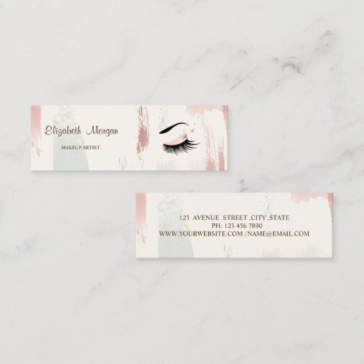 モーダーエレガント、水心ブラシのストローク、まつげ スキニー名刺 (正面/裏面)