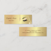モーダーエレガント、金ゴールドブラシのストローク、まつげ、メイクアップ スキニー名刺 (正面/裏面)